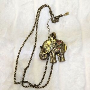 Gold-Tone Cookie Lee Elephant Necklace